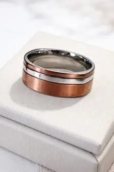 ANEL MASCULINO AÇO BICOLOR - Código 16549608613